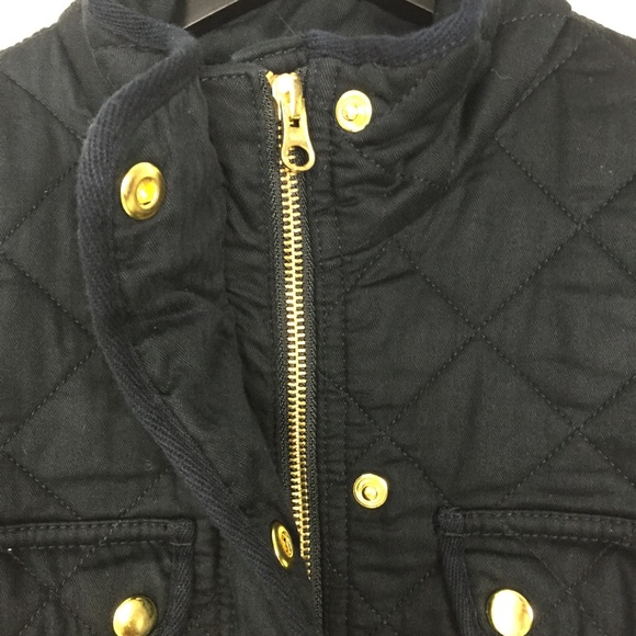 J Crew Quilted Jacket Black with Gold Hardware S - Picture 6 of 8